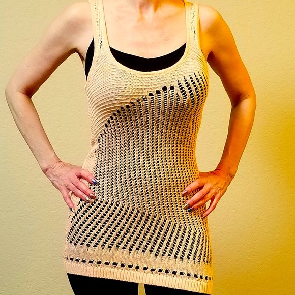 Moda International Other - Mesh-Look Racerback Knit Tunic or Coverup